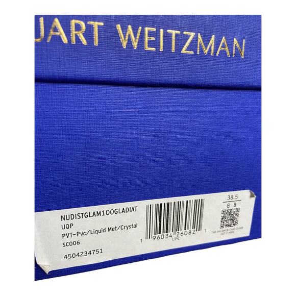 Stuart Weitzman Nudistglam 100 Gladiator Stiletto Heeled Sandal Clear Size 8 - Picture 12 of 15